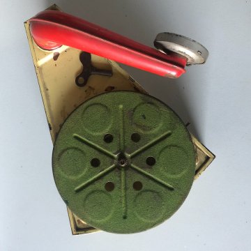 ANTICO RARO GIOCATTOLO LATTA GRAMMOFONO LITOGRAFATO 2 DISCHI CHIAVE GERMANY '900