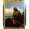 ANTICO QUADRO DIPINTO OLIO RITRATTO DONNA GITANA Gypsy Woman PAESAGGIO MARINO