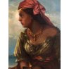 ANTICO QUADRO DIPINTO OLIO RITRATTO DONNA GITANA Gypsy Woman PAESAGGIO MARINO