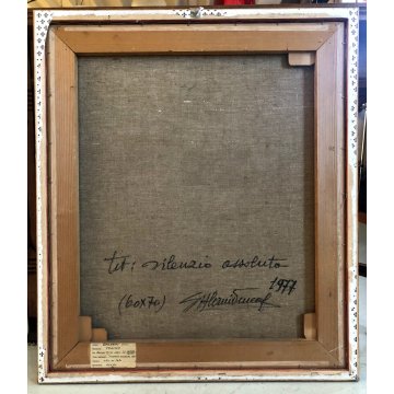 QUADRO DIPINTO ASTRATTO OLIO TELA Salerni Enzo "Silenzio assoluto" PAESAGGIO '77