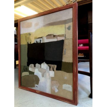 QUADRO DIPINTO ASTRATTO OLIO TELA Salerni Enzo "Silenzio assoluto" PAESAGGIO '77