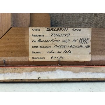 QUADRO DIPINTO ASTRATTO OLIO TELA Salerni Enzo "Silenzio assoluto" PAESAGGIO '77
