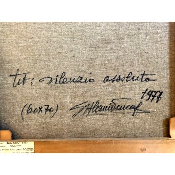 QUADRO DIPINTO ASTRATTO OLIO TELA Salerni Enzo "Silenzio assoluto" PAESAGGIO '77