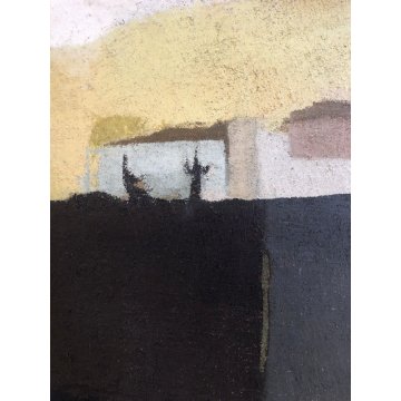 QUADRO DIPINTO ASTRATTO OLIO TELA Salerni Enzo "Silenzio assoluto" PAESAGGIO '77