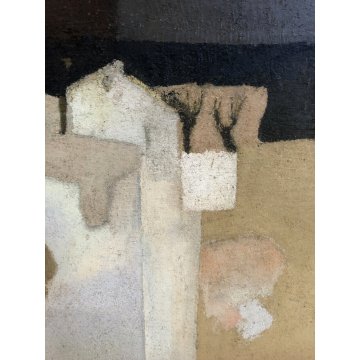 QUADRO DIPINTO ASTRATTO OLIO TELA Salerni Enzo "Silenzio assoluto" PAESAGGIO '77