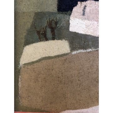 QUADRO DIPINTO ASTRATTO OLIO TELA Salerni Enzo "Silenzio assoluto" PAESAGGIO '77