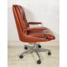 POLTRONA UFFICIO GIREVOLE ROTELLE DESIGN ANNI 60 PELLE ARANCIONE METALLO VINTAGE
