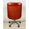 POLTRONA UFFICIO GIREVOLE ROTELLE DESIGN ANNI 60 PELLE ARANCIONE METALLO VINTAGE