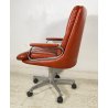 POLTRONA UFFICIO GIREVOLE ROTELLE DESIGN ANNI 60 PELLE ARANCIONE METALLO VINTAGE