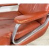 POLTRONA UFFICIO GIREVOLE ROTELLE DESIGN ANNI 60 PELLE ARANCIONE METALLO VINTAGE