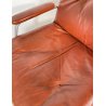 POLTRONA UFFICIO GIREVOLE ROTELLE DESIGN ANNI 60 PELLE ARANCIONE METALLO VINTAGE