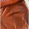 POLTRONA UFFICIO GIREVOLE ROTELLE DESIGN ANNI 60 PELLE ARANCIONE METALLO VINTAGE