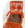 POLTRONA UFFICIO GIREVOLE ROTELLE DESIGN ANNI 60 PELLE ARANCIONE METALLO VINTAGE