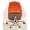 POLTRONA UFFICIO GIREVOLE ROTELLE DESIGN ANNI 60 PELLE ARANCIONE METALLO VINTAGE
