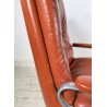 POLTRONA UFFICIO GIREVOLE ROTELLE DESIGN ANNI 60 PELLE ARANCIONE METALLO VINTAGE