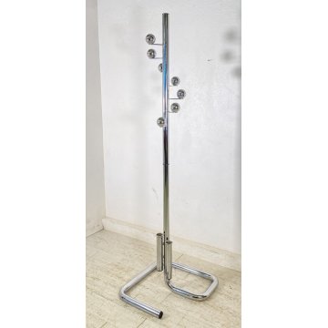 APPENDIABITI DA TERRA METALLO CROMATO ANNI 70 GIREVOLE PORTA OMBRELLI DESIGN OLD