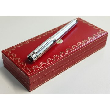 PENNA STILOGRAFICA Cartier PASHA Platino nib ORO 18k vintage FOUNTAIN PEN BOX