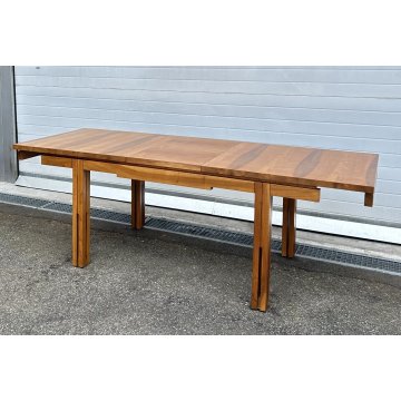 TAVOLO PRANZO DESIGN ALLUNGABILE ANNI 70 LEGNO NOCE TABLE VINTAGE 1970s PROLUNGA