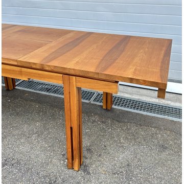 TAVOLO PRANZO DESIGN ALLUNGABILE ANNI 70 LEGNO NOCE TABLE VINTAGE 1970s PROLUNGA