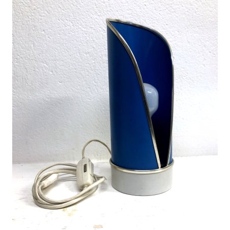 LAMPADA TAVALO ABATJOUR VINTAGE SMALTO BIANCO AZZURRO METALLO MODERN DESIGN '70s