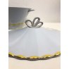 ZUPPIERA COPERCHIO + INSALATIERA Galvani CERAMICA BIANCA DECORO GIALLO ORO 50's