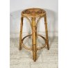 SGABELLO ROTONDO IN RATTAN ANNI 70 BAMBU SEDIA SALOTTO CUCINA TRESPOLO VINTAGE