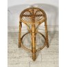 SGABELLO ROTONDO IN RATTAN ANNI 70 BAMBU SEDIA SALOTTO CUCINA TRESPOLO VINTAGE