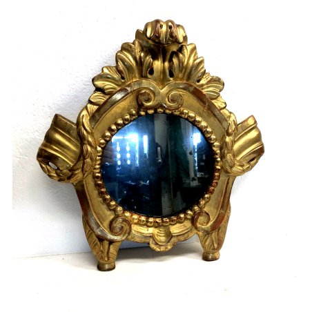 ANTICO SPECCHIO CARTAGLORIA CORNICE LEGNO ORNATO INTAGLIATO BAROCCO ORO '800