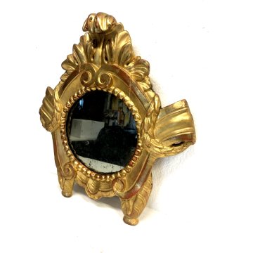 ANTICO SPECCHIO CARTAGLORIA CORNICE LEGNO ORNATO INTAGLIATO BAROCCO ORO '800