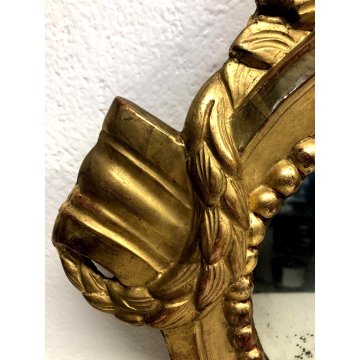 ANTICO SPECCHIO CARTAGLORIA CORNICE LEGNO ORNATO INTAGLIATO BAROCCO ORO '800