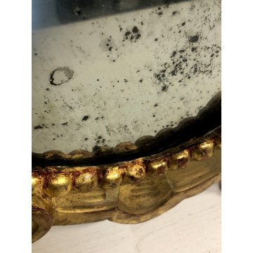 ANTICO SPECCHIO CARTAGLORIA CORNICE LEGNO ORNATO INTAGLIATO BAROCCO ORO '800