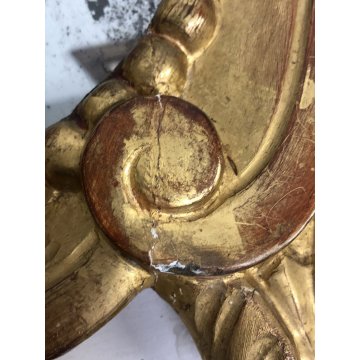 ANTICO SPECCHIO CARTAGLORIA CORNICE LEGNO ORNATO INTAGLIATO BAROCCO ORO '800