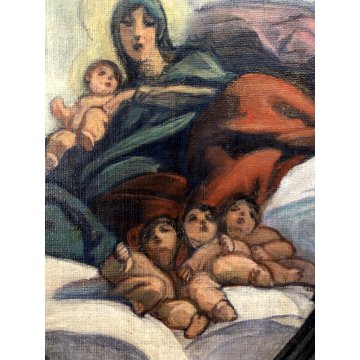 QUADRO DIPINTO OLIO RELIGIOSO Federico Sartori L' ASSUNTA Viareggio 1931
