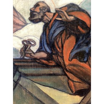 QUADRO DIPINTO OLIO RELIGIOSO Federico Sartori L' ASSUNTA Viareggio 1931