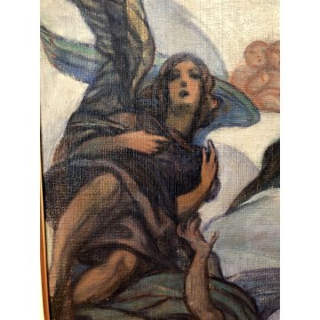 QUADRO DIPINTO OLIO RELIGIOSO Federico Sartori L' ASSUNTA Viareggio 1931