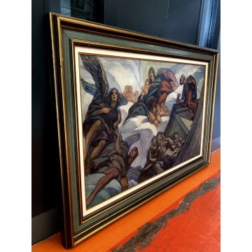 QUADRO DIPINTO OLIO RELIGIOSO Federico Sartori L' ASSUNTA Viareggio 1931
