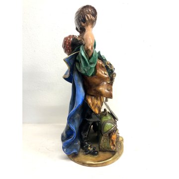 GRANDE SCULTURA CERAMICA SMALTATA Batignani 97 CORSARO PIRATA h53 BOTTE FORZIERE