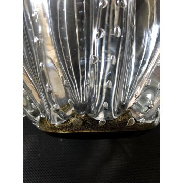 VASO SCULTURA VETRO Murano Barovier & Toso BOLLE AVVENTURINA ORO BUBBLES '40s