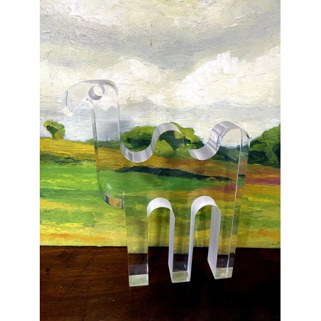 ICONICA SCULTURA in LUCITE CAMMELLO by SILVIO RUSSO per GUZZINI 1970 RARA PLEXI