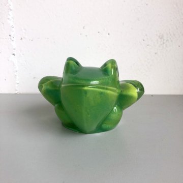 SCULTURA CRISTALLO Daum France RANA VERDE MID-CENTURY VINTAGE PRESS-PAPIER
