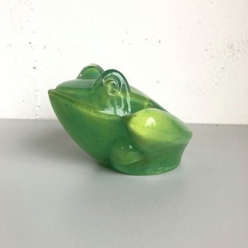 SCULTURA CRISTALLO Daum France RANA VERDE MID-CENTURY VINTAGE PRESS-PAPIER