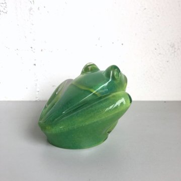 SCULTURA CRISTALLO Daum France RANA VERDE MID-CENTURY VINTAGE PRESS-PAPIER