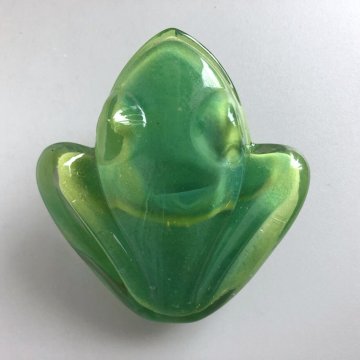 SCULTURA CRISTALLO Daum France RANA VERDE MID-CENTURY VINTAGE PRESS-PAPIER