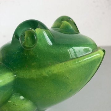 SCULTURA CRISTALLO Daum France RANA VERDE MID-CENTURY VINTAGE PRESS-PAPIER