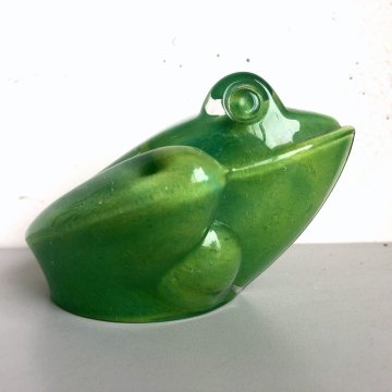 SCULTURA CRISTALLO Daum France RANA VERDE MID-CENTURY VINTAGE PRESS-PAPIER