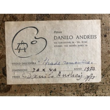 QUADRO DIPINTO OLIO Danilo Andreis "Strada Romantica" CAMPAGNA Novarese 1970