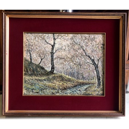 QUADRO DIPINTO OLIO Danilo Andreis "Sentiero nel bosco" PAESAGGIO CAMPAGNA 1966