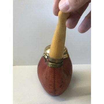 ANTICA PIPA PORTA TABACCO ALDO TURA MACABO' VINTAGE LEGNO CUOIO OTTONE ANNI '40