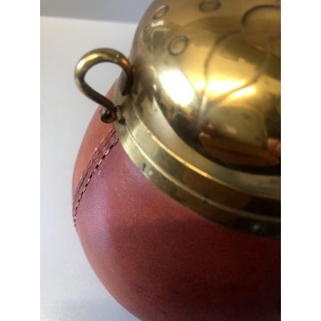 ANTICA PIPA PORTA TABACCO ALDO TURA MACABO' VINTAGE LEGNO CUOIO OTTONE ANNI '40