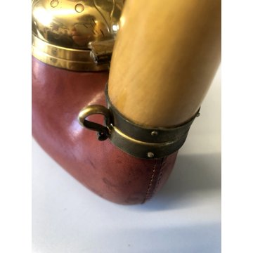 ANTICA PIPA PORTA TABACCO ALDO TURA MACABO' VINTAGE LEGNO CUOIO OTTONE ANNI '40